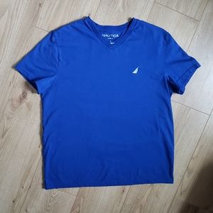 Nautica - Men's Blue V-Neck T-Shirt - Medium (Slim Fit)
